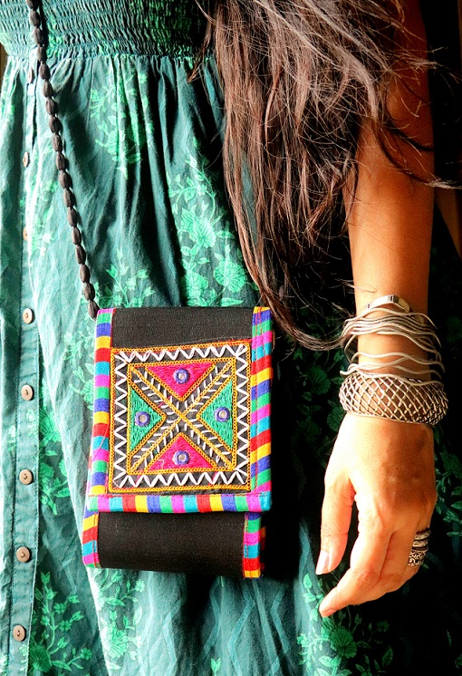 Black Kutch Embroidered Handmade Sling Bag